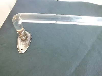 Vintage Retro BENT END Clear GLASS Bar Towel Rod Rack  18  Long Art Deco Kimble • $65