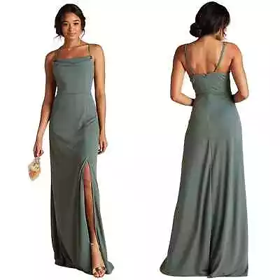 Birdy Grey Crepe Formal Maxi Dress In Sea Glass Green (Hemmed) Womens Size Small • $45