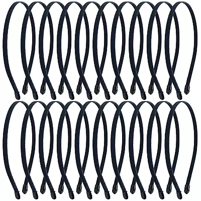 20 Pack 7MM Satin Cloth Wrapped Fabric Covered Black Thin Metal Headbands Slim H • $11.88