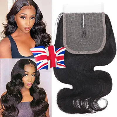 4x4 Inch Transparent Lace Frontal Closure Invisible Brazilian Virgin Human Hair • £28.98