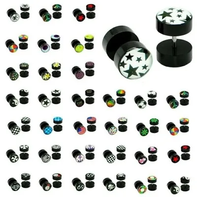 1 Pair Fake Plugs Ø 10mm Fake Plug Tunnel Ear Stud Earring Fakepiercing • £8.70