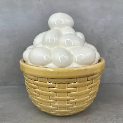 RARE VTG METLOX Easter Egg Basket Cookie Jar Retro Kitschy Farmhouse 9.5 T Lrg • $62.80