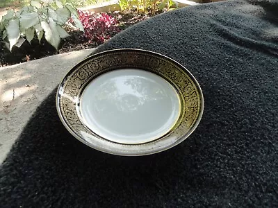 Mikasa Mount Holyoke Gold Scrolls Black Rim White Bone-China Soup Bowl • $22