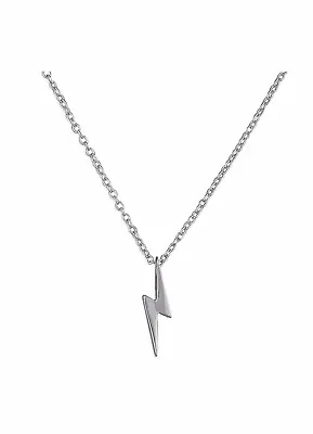 925 Sterling Silver Lightning Bolt Bar Necklace Pendant • £17.49
