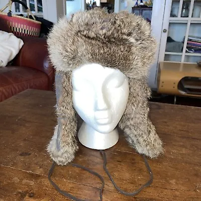 Mad Bomber Rabbit Fur Hat Men’s Size Medium Aviator Trapper Hat Brown • $26.22