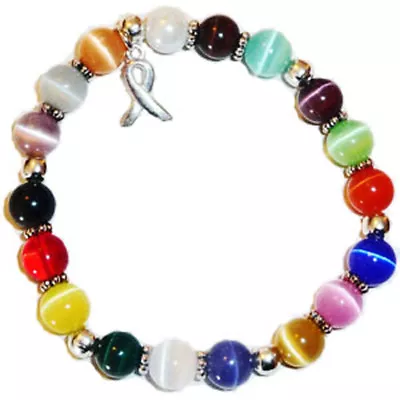 Stretch Cancer Awareness Bracelet 8mm Multi Colored Fits Most Adults Packaged • $7.99