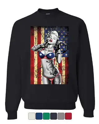 Marilyn Monroe US Flag Sweatshirt Freedom Sexy Girl Tattoos Gangsta Sweater • $33.95