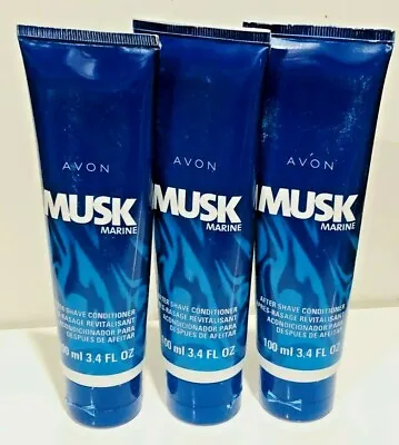 Avon Musk Marine After Shave Conditioner 3.4 Oz Discontinued   Set Of 3 • $32.99
