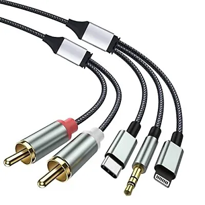 3 In 1 RCA Cable Audio AUX Adapter RCA To 3.5mm Cable USB C To 2 RCA Audio Cable • $24.15
