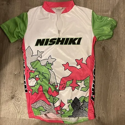 VTG BALENO WITH Coolmax Nishiki  CYCLING JERSEY USA Size L Lizard Pink Green • $28