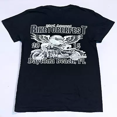 Daytona Beach Biketober Fest T Shirt Top Womens Size Small Black Vintage Style • $12.64