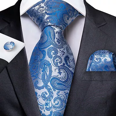 ITALIAN DESIGNER Paisley SILK TIE POCKET SQUARE CUFFLINK SET • £11.49