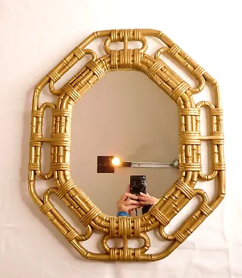 Vintage Homco Faux Bamboo Wall Mirror Gold Retro Boho • $24.65