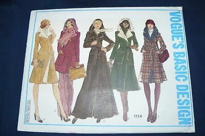 Vintage Vogue Basic Design Sewing Pattern #1114 Misses Coat Size 16 Uncut FF • $36.79