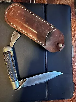 💯 1902 - 1930s MARBLE'S STAG  SAFETY Folding BIG HUNTER VINTAGE KNIFE • $400