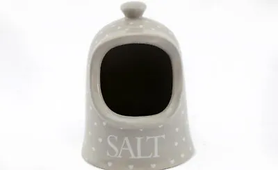 Dolomite Hearts Grey Salt Dispenser Canister Pot Pinch Kitchen Natural Design • £8.95