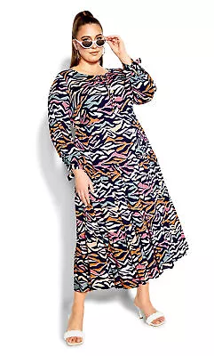 $20 • Buy Loralette By City Chic Womens Plus Size Tiered Tie Print Maxi Dress - Multi