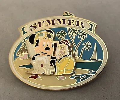 £13.88 • Buy Mickey Mouse Summer On The Beach Lounge Chair Palm Trees Disney Pin