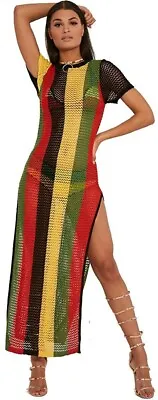 LXL Rasta Rihanna Maxi Dress 100% Cotton Ladies Jamaican String Mesh Work Work • $26.99
