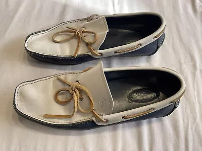 Mens Salvatore Ferragamo Loafers / Boat Shoes Blue White Size 8.5 • $149.95