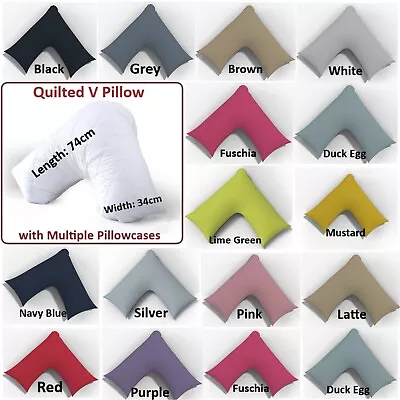 Quilted V Shaped Pillow With Free Pillowcase Orthopaedic Maternity Baby Support. • £10.99