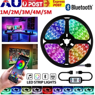 $9.19 • Buy 1M 2M 3M 4M 5M 5V USB TV Back LED Strip Light 5050 RGB Deco Lamp Bluetooth Music