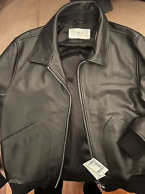 Mr. P Shearling-Trimmed Leather Bomber Jacket - Black Size L New With Tags • $700