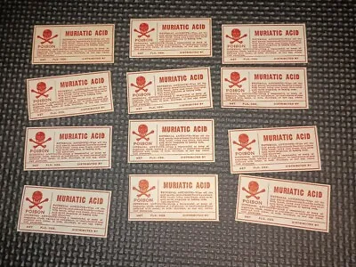 Muriatic Acid Vintage Poison Label Lot Of 12 • $10