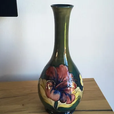 £46.05 • Buy Vintage Moorcroft Pottery Tube Lined “Hibiscus”W.M Initials Vase & Paper Label