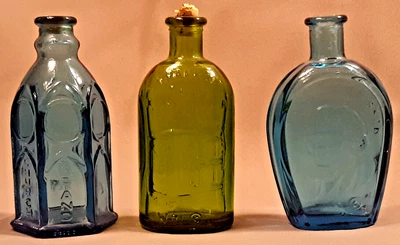 $18 • Buy Vintage Wheaton NJ Cape May Bitters Green Blue Glass Bottle Lot Of 3 Advertising