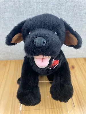 Build A Bear BAB Black Lab Dog Puppy Plush Stuffed Animal Red Collar Duck Dog • £13.99