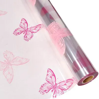 Pink Butterfly Cellophane Wrap Gift Paper Birthday Mothers Day Basket Hampers • £1.99