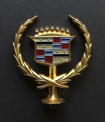 Vintage Gold Cadillac Round Base Hood Ornament Emblem • $165