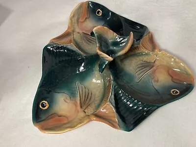 Vintage Mid-20th Century Brad Keeler Large 3-fish Ceramic Serving Platter • $459.99