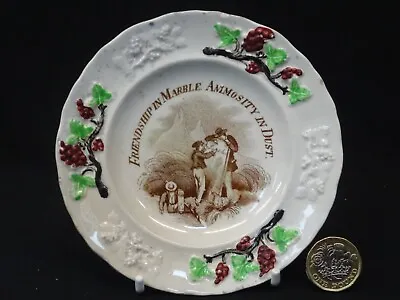 £35 • Buy Antique 19thC Childs Toy Nursery Pearlware Plate Friendship & Animosity, C1840