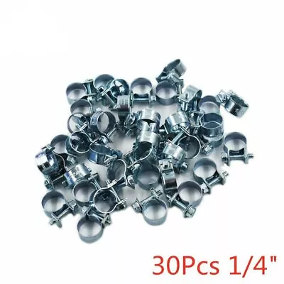 30 Pcs 1/4 （11mm-13mm） Fuel Injection Gas Line Hose Clamps Clip Pipe • $7.76