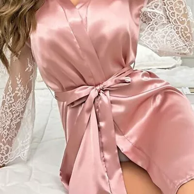 Lace Kimono Bathrobe Erotic Lingerie Negligee Nightgown Home Suit Sexy Women's • £14.99