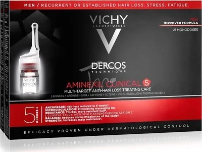 £82.68 • Buy Vichy Dercos Aminexil Clinical 5  21x6ml Monodoses.MEN Anti Hair Loss Treatment.