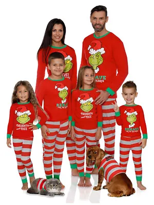 Christmas Family Matching Pyjamas Adult Boys Girls Nightwear PJs Set The Grinch • £5.82