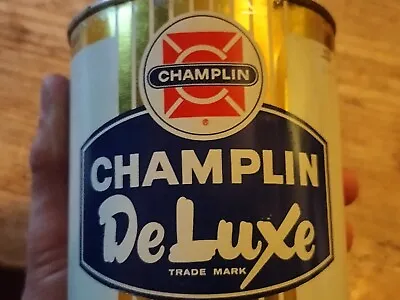 VINTAGE...CHAMPLIN DELUXE  MOTOR OIL QUART OIL CAN…(Full) • $49.99