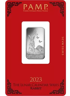 10 GRAM Pamp Lunar Suisse 2023 Year Of The Rabbit Silver Bar In Assay • $29.95