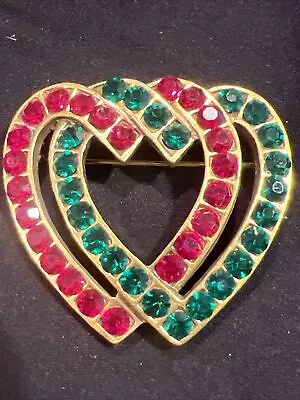 Vintage Estate Signed MMA Double Heart Brooch Pin • $0.99