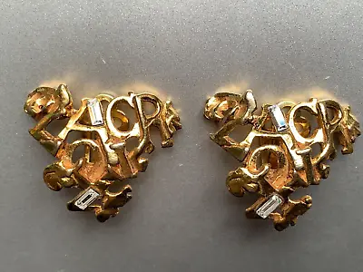 Unusual  Vintage Christian LACROIX Earrings -Heart W. The Name LACROIX Crystals • $307.30