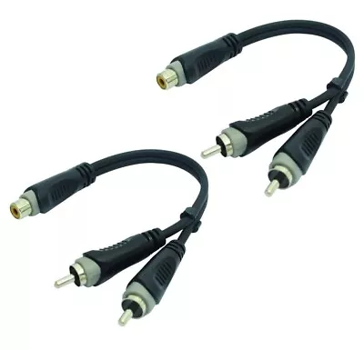 2 Pack - RCA Female To 2 RCA Male Audio Adapter Y Splitter Cable 8in SHIPS FAST • $8.70