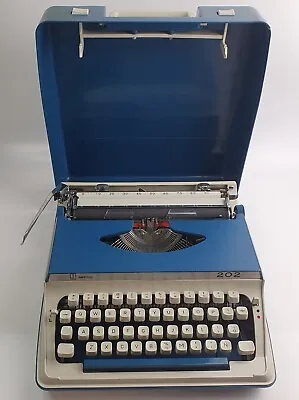 Litton Royal Imperial 202 Blue/Grey Portable Manual Typewriter 1970's Case & Box • £49.99