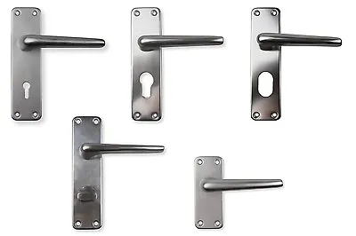 £6.40 • Buy Door Handle Set For Internal Doors In Satin Aluminium Easy To Fit 1 Pair  