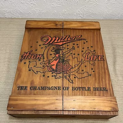 Vintage Miller High Life Wooden Crate Display Case Cabinet Beer Lite Bar Mancave • $89.99