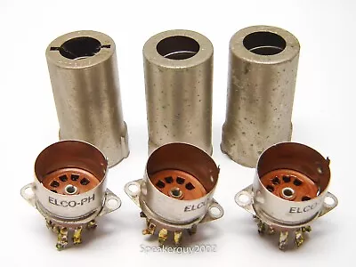 3X Elco-PH Vintage 9-Pin Tube Sockets W Shields / TS103P01 -- KTB5 • $21.95