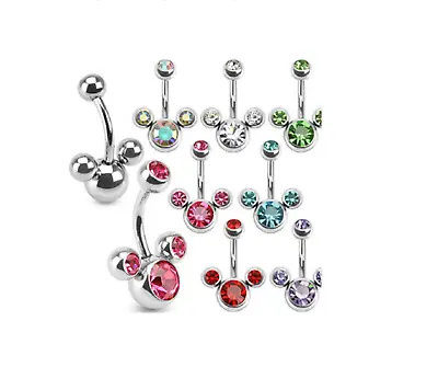 Triple Bubble Gems Disney Mickey Mouse Belly Navel Ring Body Jewelry • $9.99