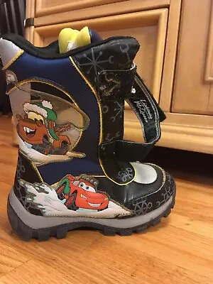 Disney Lightning Mcqueen And Mater Winter Boots Easy Closure 12M • $10